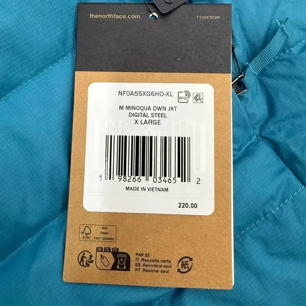 The North Face Men’s Minoqua Down Jacket in Digital Steel Deep Teal Regular Fit